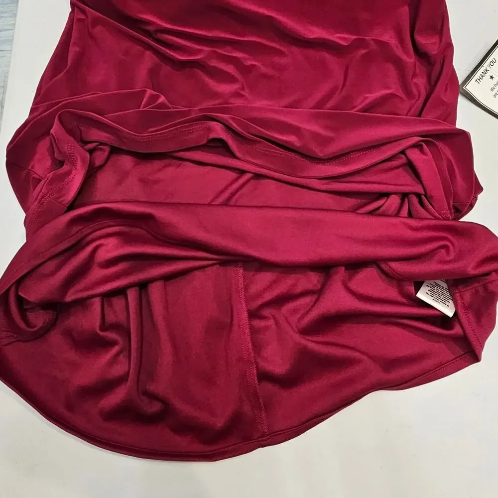 SLNY Maroon V Neck Sleeveless Lined Sheath Dress Size 14